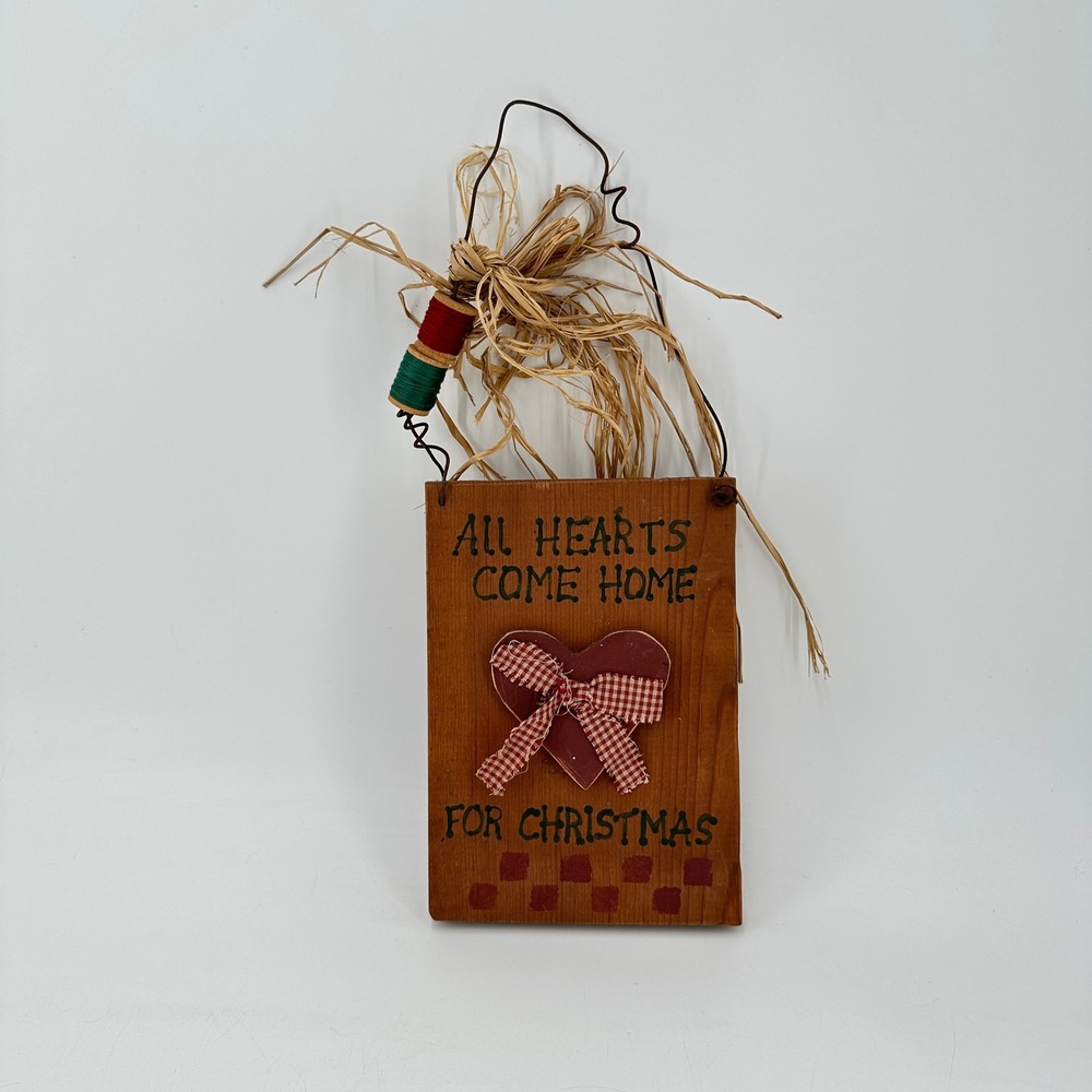 Rustic All Hearts Come Home For Christmas Wooden Sign Primitive Holiday Decor